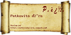 Petkovits Örs névjegykártya